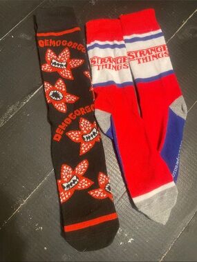 Red & Black Demogorgon and Stranger Things Crew Socks